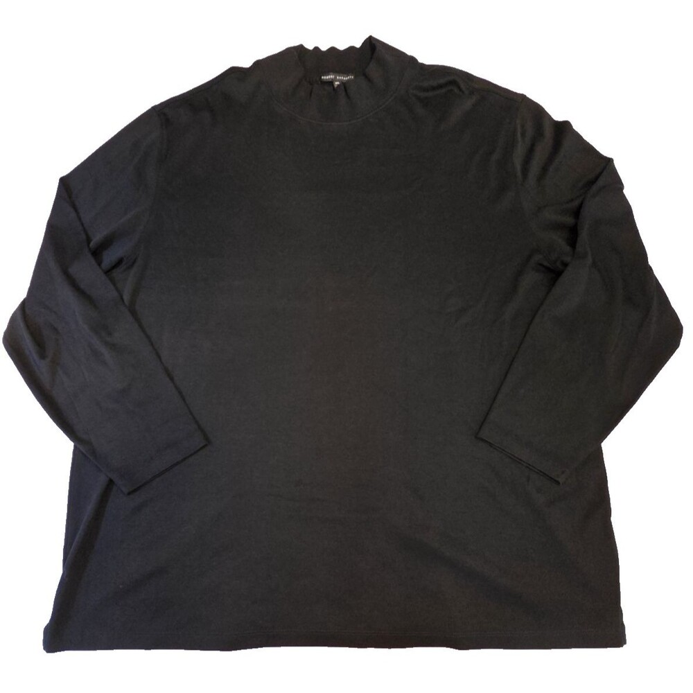 Robert Barakett Black Mock Neck Pima Cotton Long Sleeve Shirt Men's 2XL